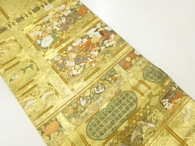 花鳥模様織出し袋帯